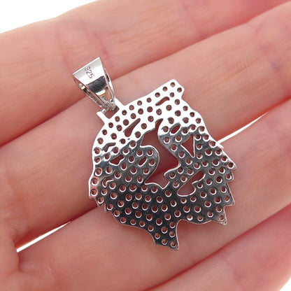 925 Sterling Silver Round-Cut C Z Jesus Charm Pendant