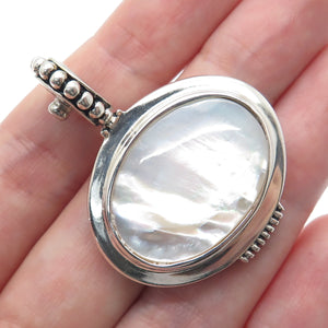ESPO SIG Joseph Esposito Sterling Silver Vintage Real MOP Beaded Snap Pendant