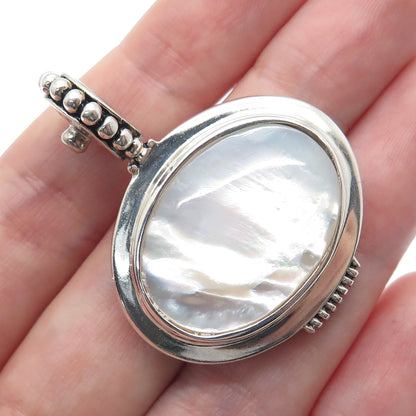 ESPO SIG Joseph Esposito Sterling Silver Vintage Real MOP Beaded Snap Pendant