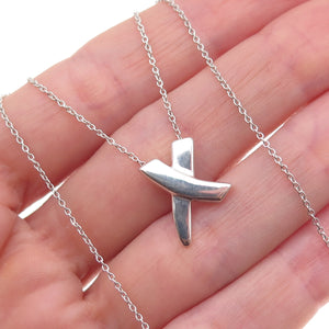 Tiffany & Co. Paloma Picasso 925 Sterling Vintage Graffiti X Kiss Necklace 18"