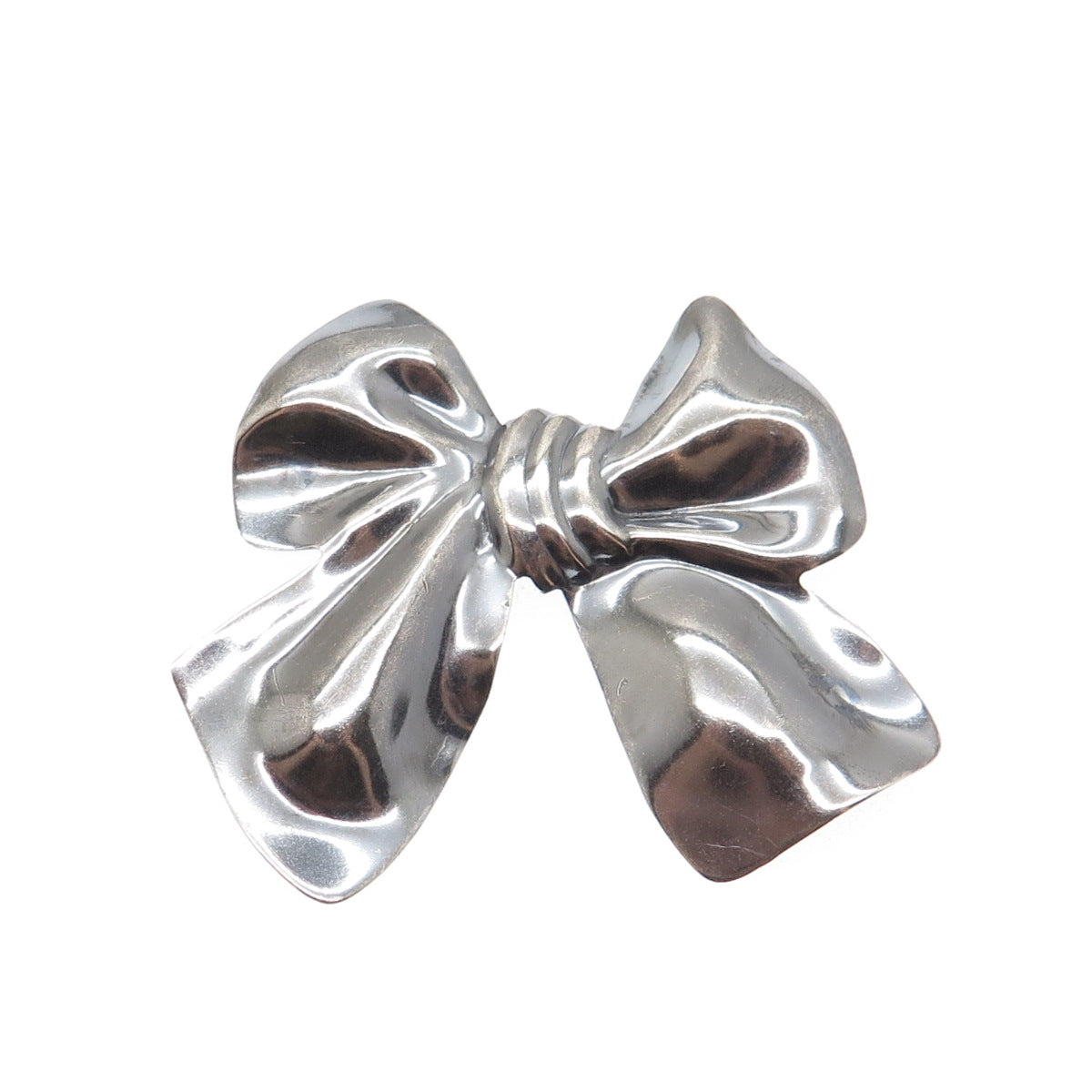 925 Sterling Silver Vintage Ribbon Bow Oxidized Pin Brooch