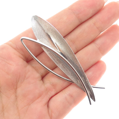 BEAU 925 Sterling Silver Vintage Modernist Floral Pin Brooch