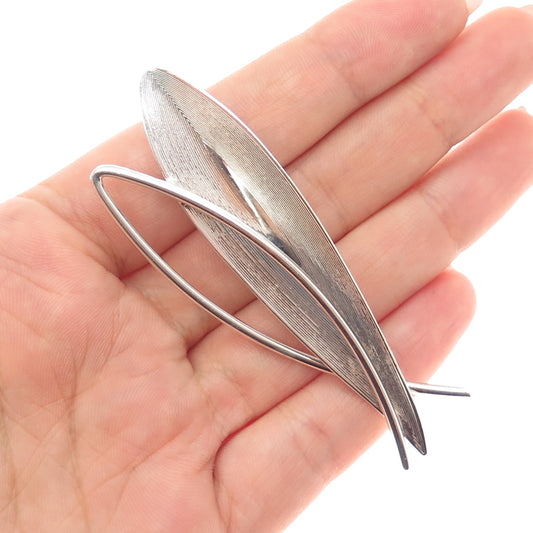 BEAU 925 Sterling Silver Vintage Modernist Floral Pin Brooch