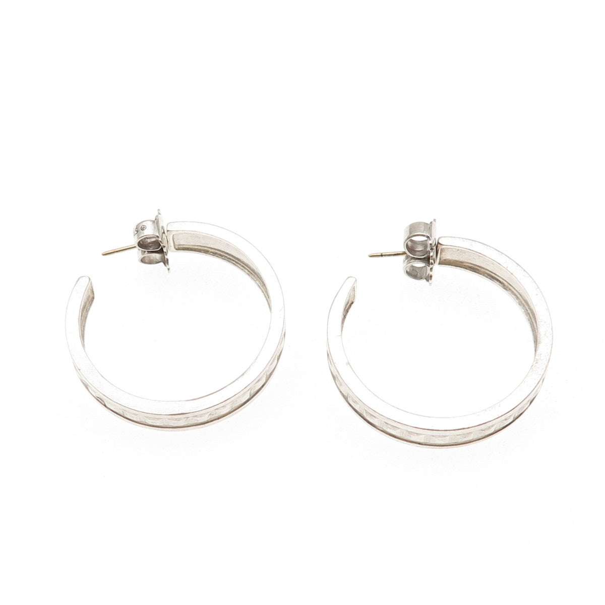 Jane Bohan 925 Sterling Silver 14K Gold Posts Vintage Hoop Earrings