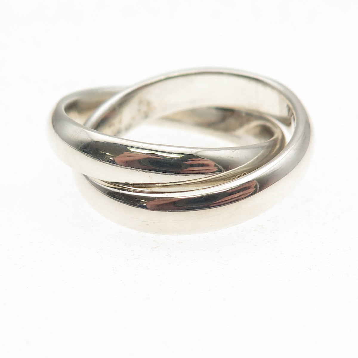 925 Sterling Silver Vintage Interlocked Trinity Band Ring Size 9.25