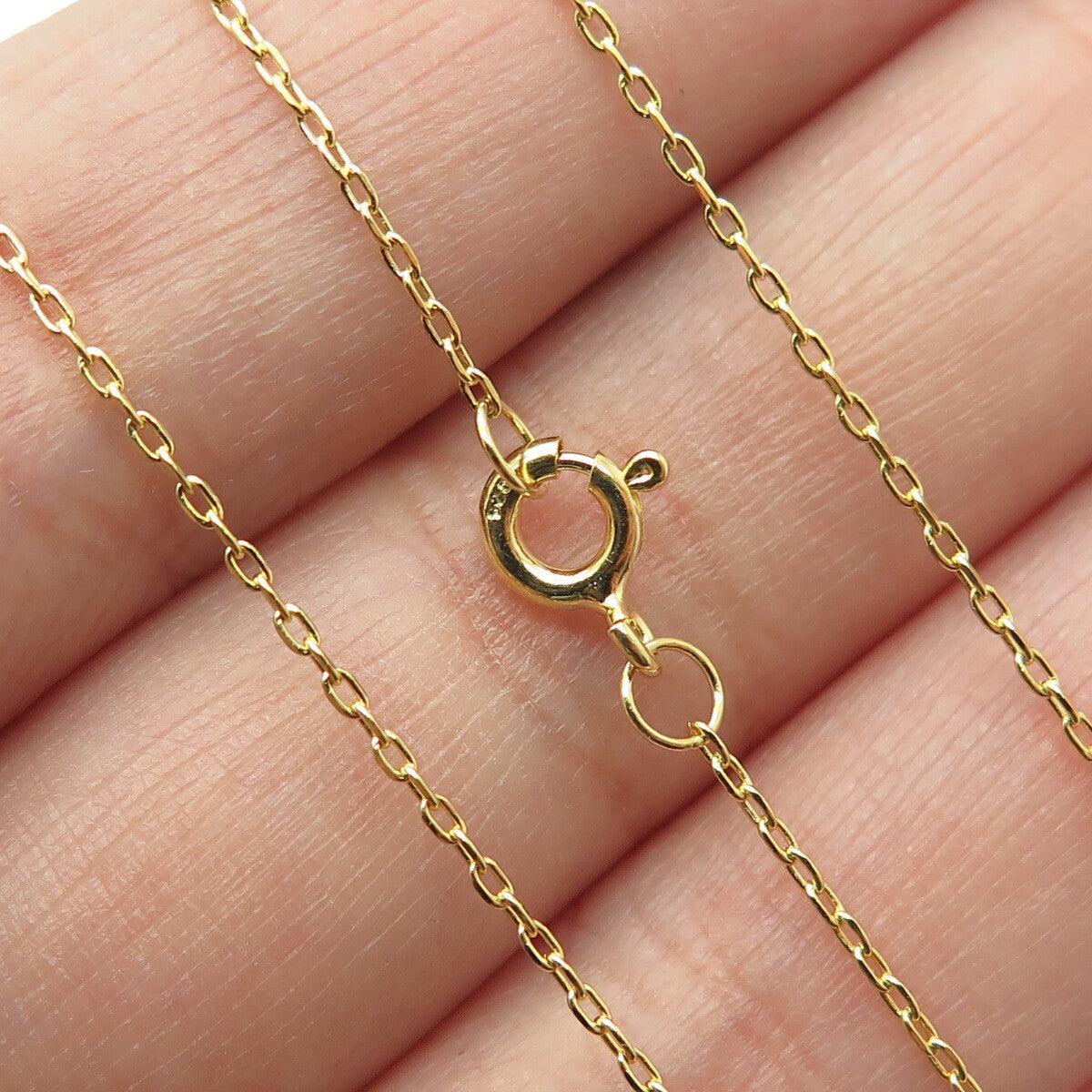 HAN 925 Sterling Silver Gold Plated Real Diamond Cross Cable Chain Necklace 18"