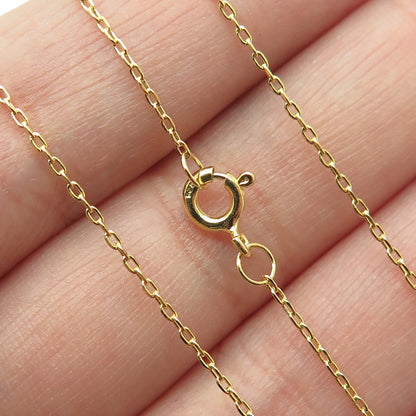 HAN 925 Sterling Silver Gold Plated Real Diamond Cross Cable Chain Necklace 18"