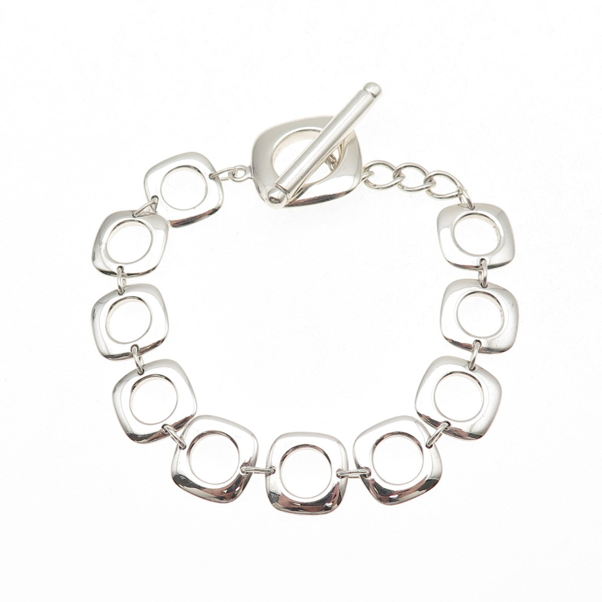 Tiffany & Co. 925 Sterling Silver Vintage Cushion Square Link Bracelet 7"