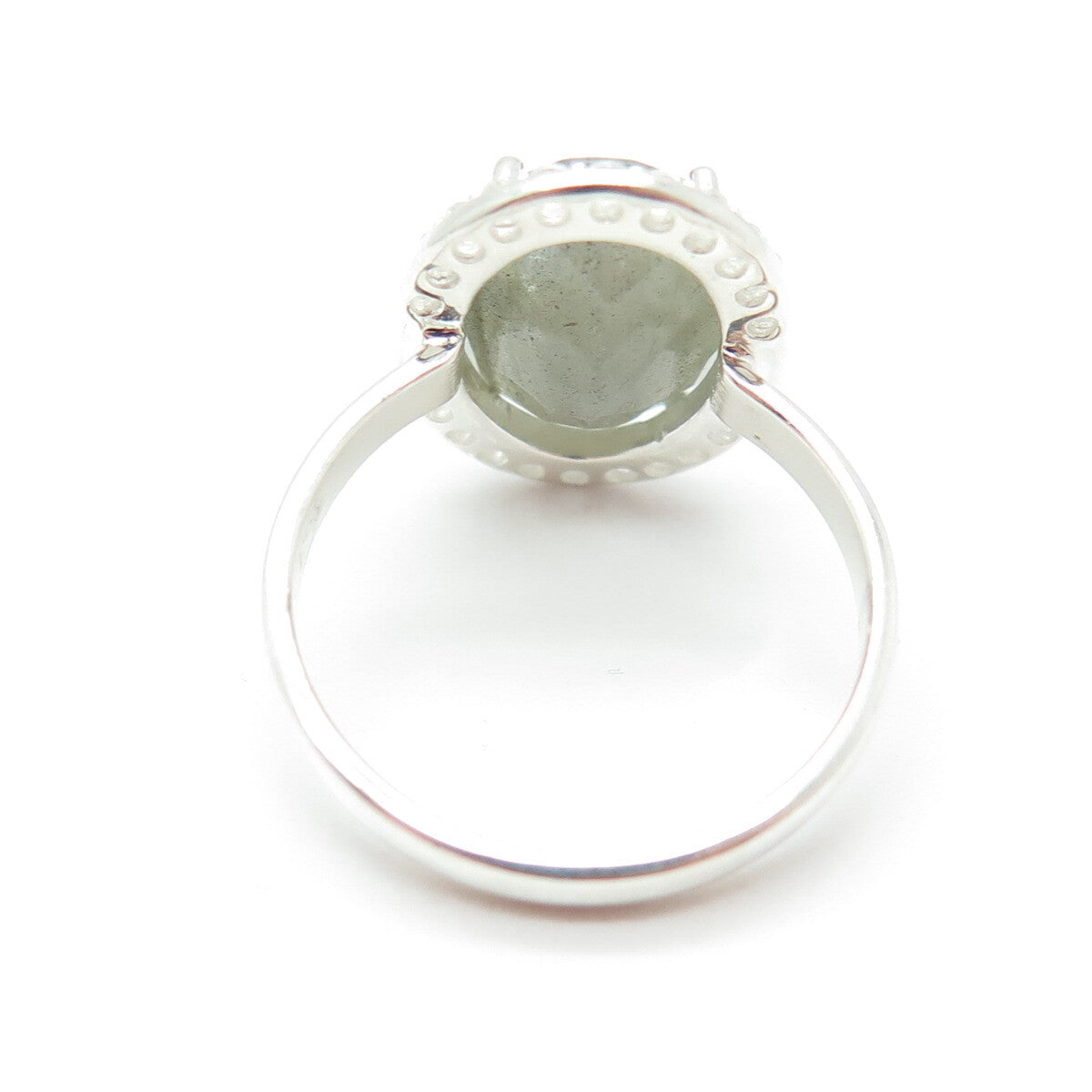 FRANK AHM 925 Sterling Silver Checkered Labradorite Gem & C Z Ring Size 6.25