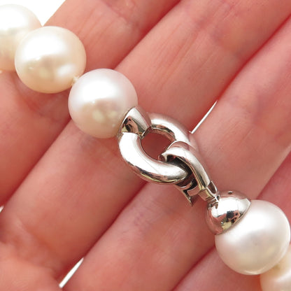 LUCAS LAMETH 925 Sterling Silver Vintage Real Baroque Pearl Beaded Necklace 20"