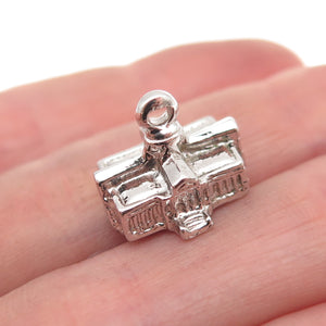 925 Sterling Silver Vintage US White House 3D Mini Charm Pendant