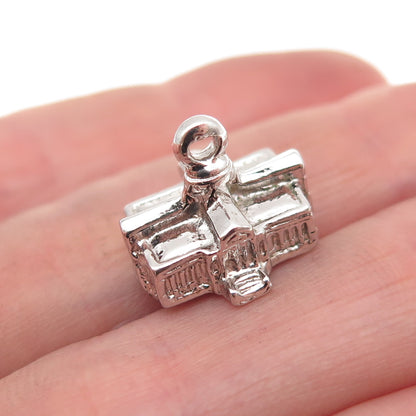 925 Sterling Silver Vintage US White House 3D Mini Charm Pendant