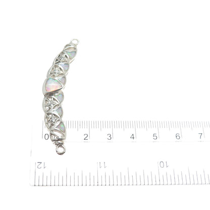 925 Sterling Silver Vintage Real Opal & C Z Centerpiece Slide Pendant