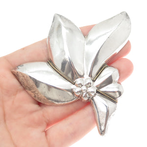 LATON 925 Sterling Silver 2-Tone Vintage Mexico Modernist Flower Pin Brooch