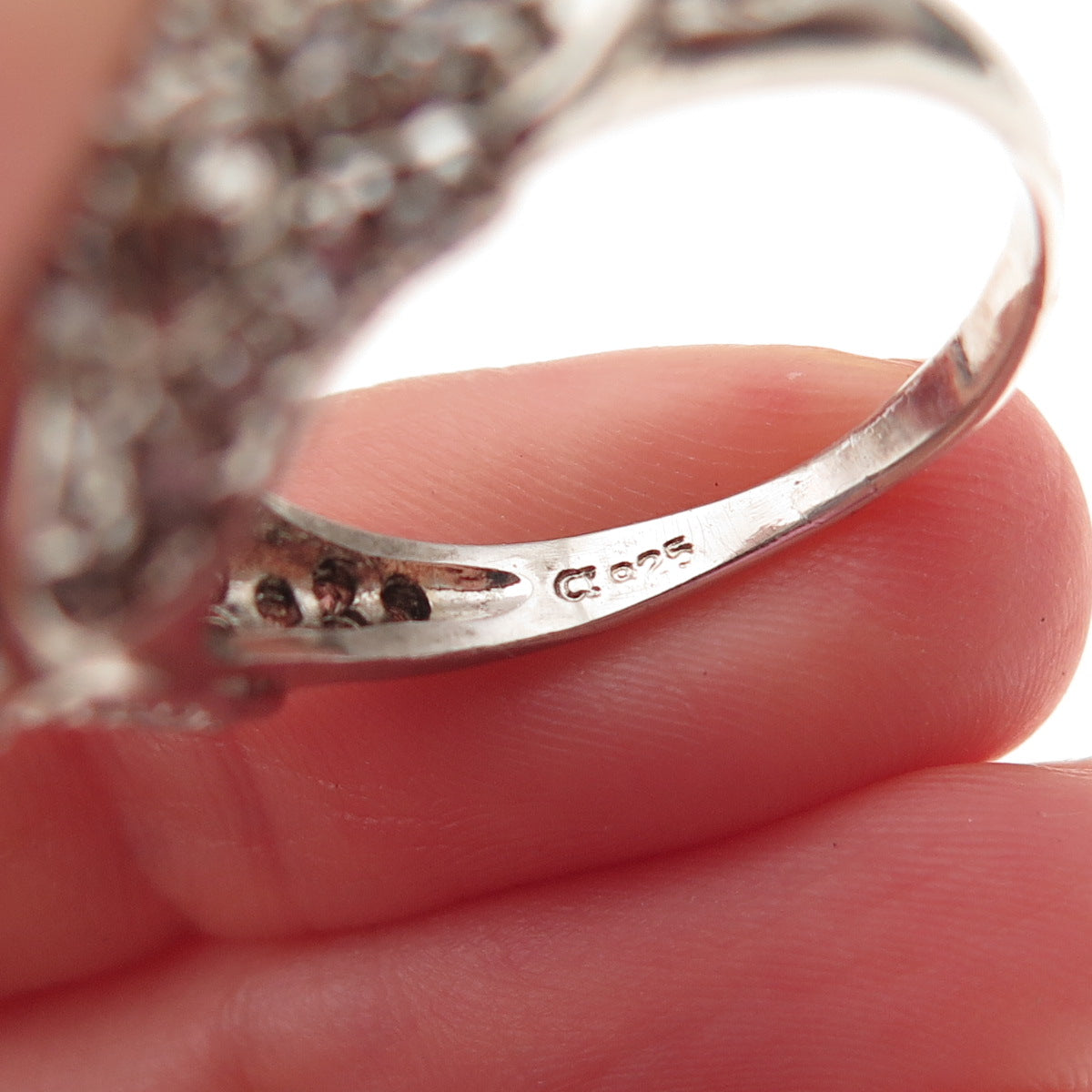 925 Sterling Silver Purple & White C Z Panther Ring Size 9.25