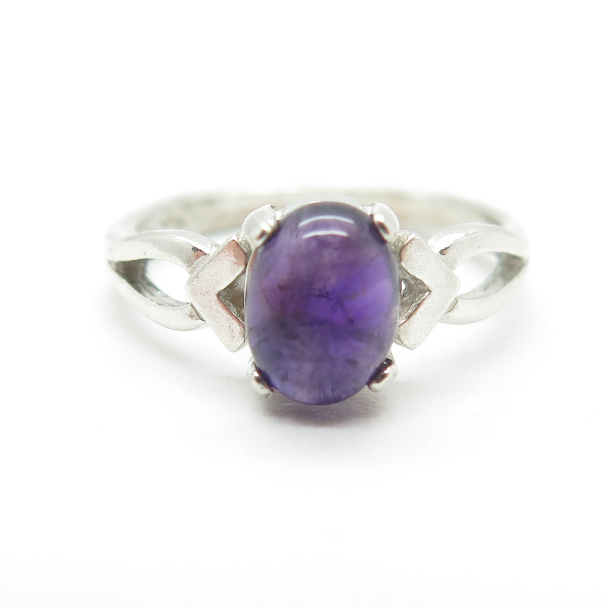 TOMMY LONG 925 Sterling Silver Vintage Real Cabochon Amethyst Ring Size 6.5