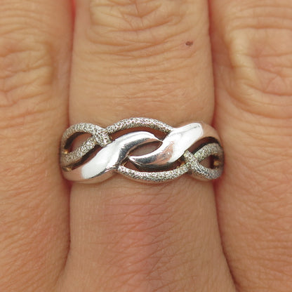 925 Sterling Silver Vintage Twisted Ring Size 8
