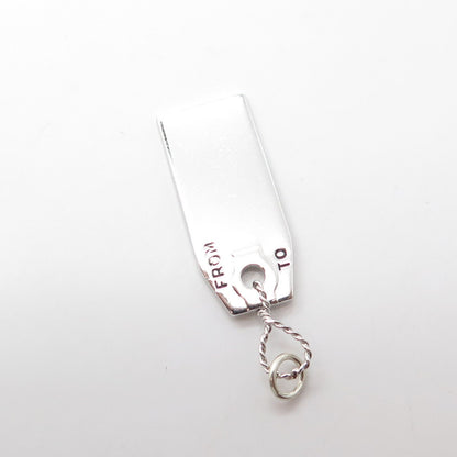GRIFFITH & SONS CO. 925 Sterling Silver Vintage Tag "From / To" Pendant