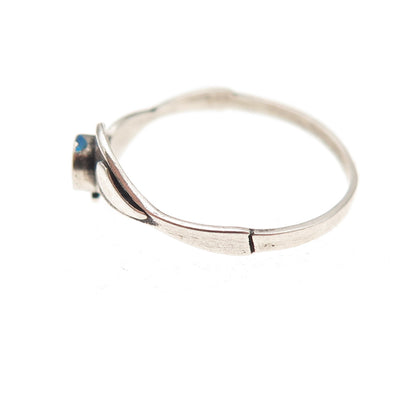 925 Sterling Silver Vintage Real Lapis Two Birds Oxidized Ring Size 7.25