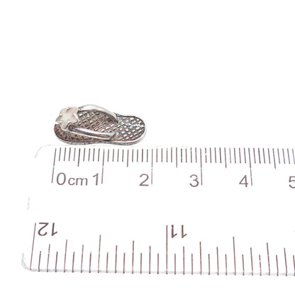 925 Sterling Silver Vintage Enamel Flower Flip Flop Minimalist 3D Slide Pendant
