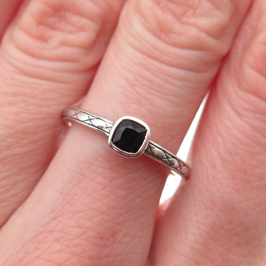 Town & Country 925 Sterling Silver Vintage Real Black Onyx Ring Size 7.5