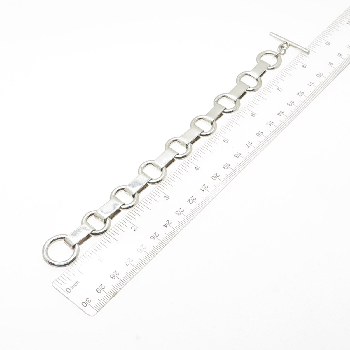 925 Sterling Silver Vintage Gate Rolo Link Bracelet 6.75"