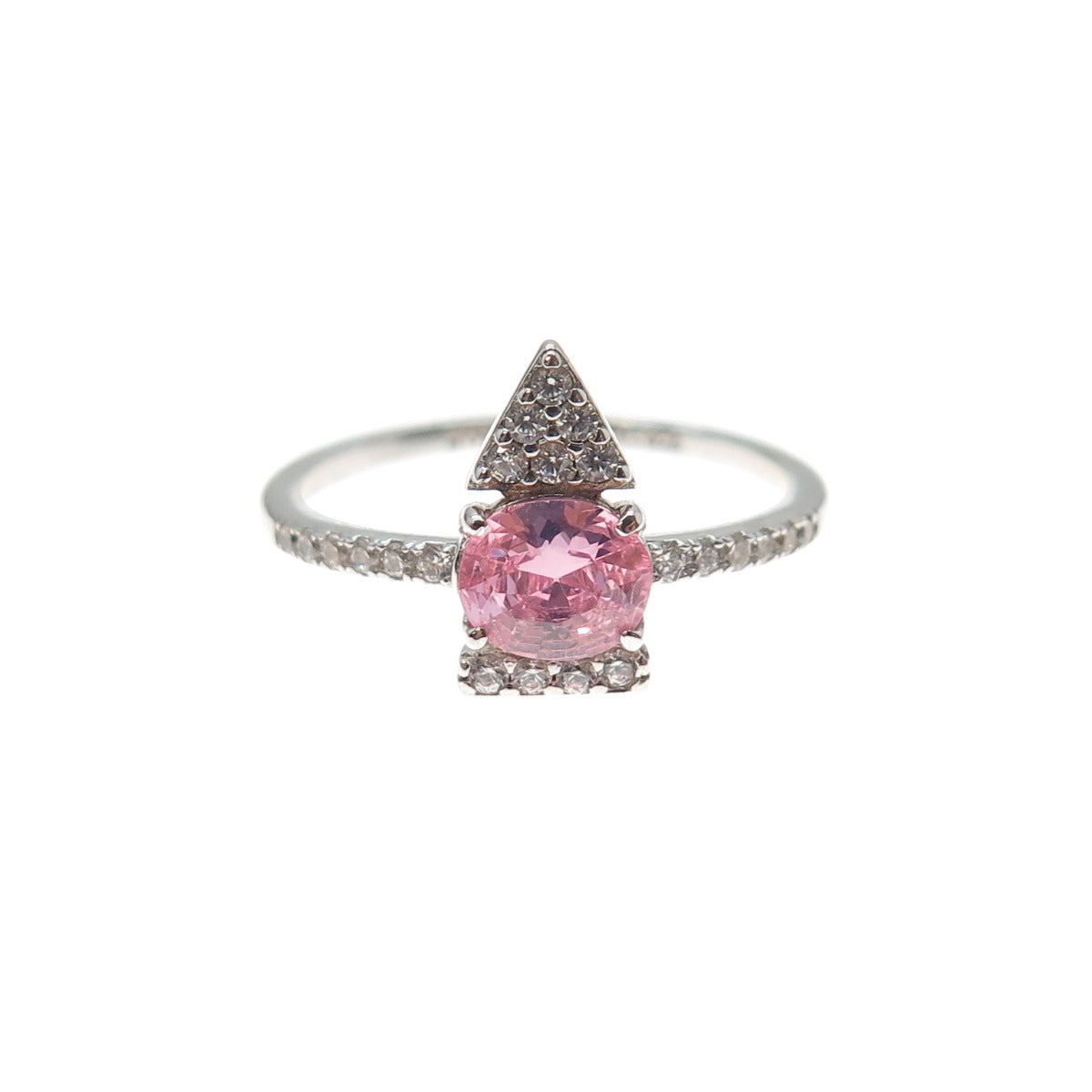 BOMB PARTY 925 Sterling Silver Pink & White C Z Arrow Ring Size 7