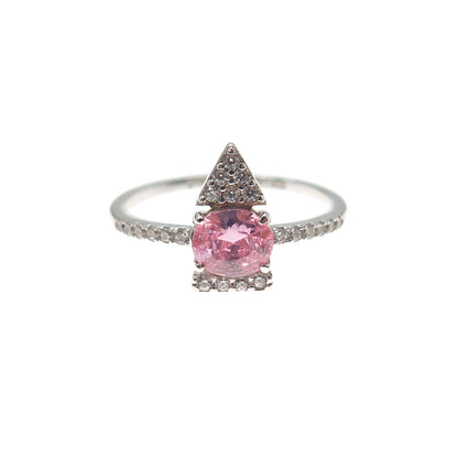BOMB PARTY 925 Sterling Silver Pink & White C Z Arrow Ring Size 7