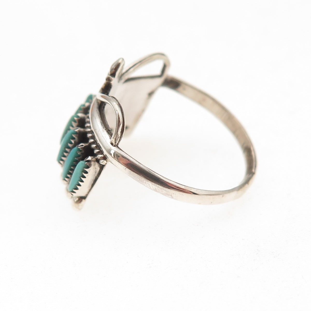 Sherry Sandoval Navajo Old Pawn 925 Sterling Turquoise Needlepoint Ring Size 7