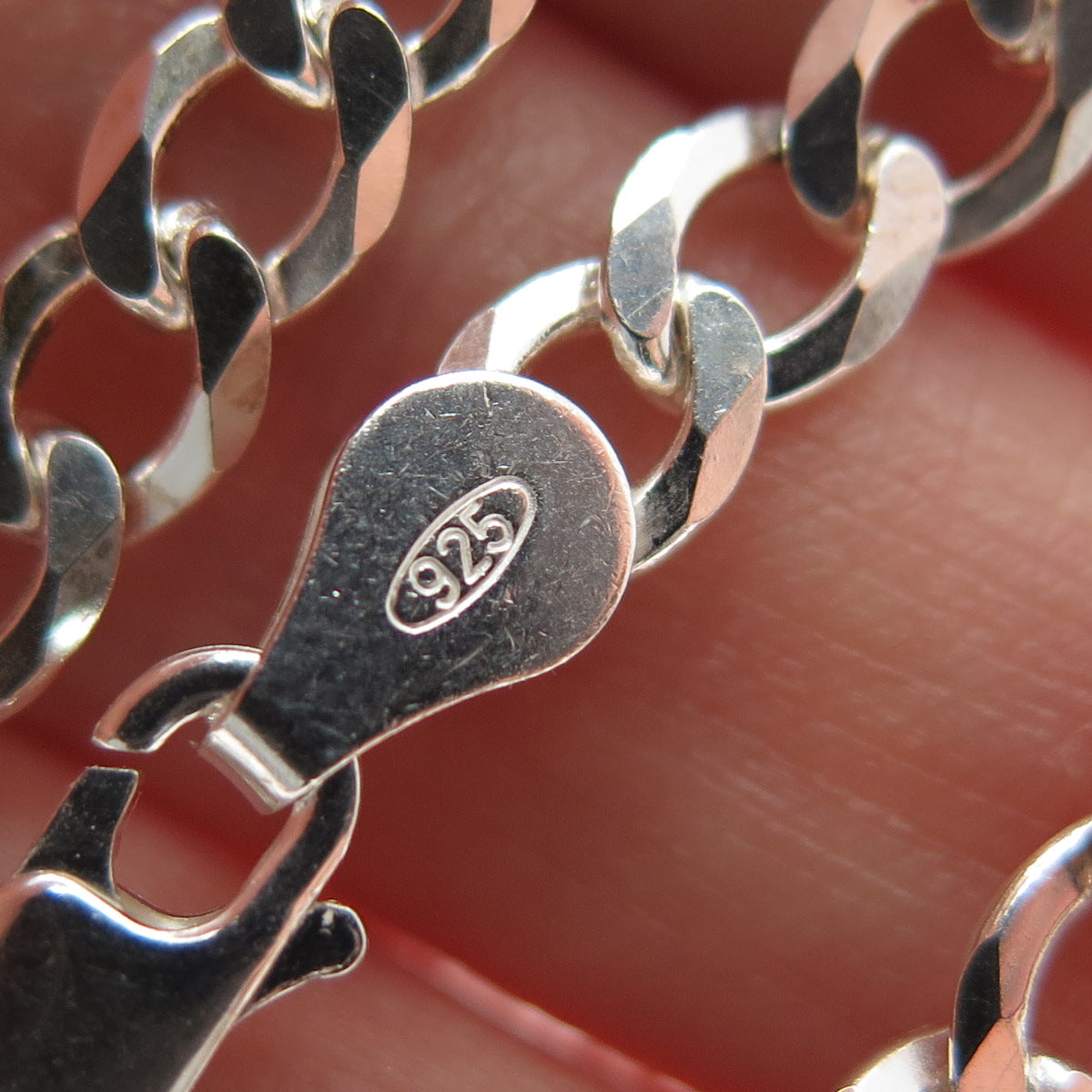 P. LUX 925 Sterling Silver Vintage Italy Curb Chain Necklace 18"