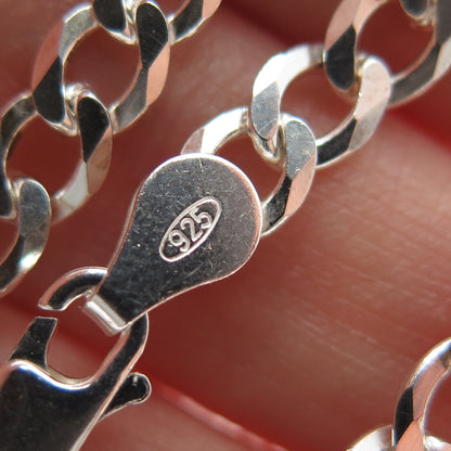 P. LUX 925 Sterling Silver Vintage Italy Curb Chain Necklace 18"