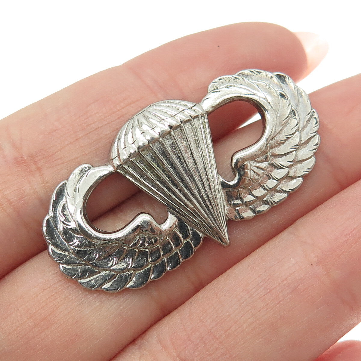 925 Sterling Silver Antique WWII US Air Force Parachutist Pin Brooch