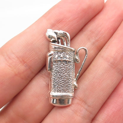 925 Sterling Silver Vintage Golf Clubs Slide Pendant