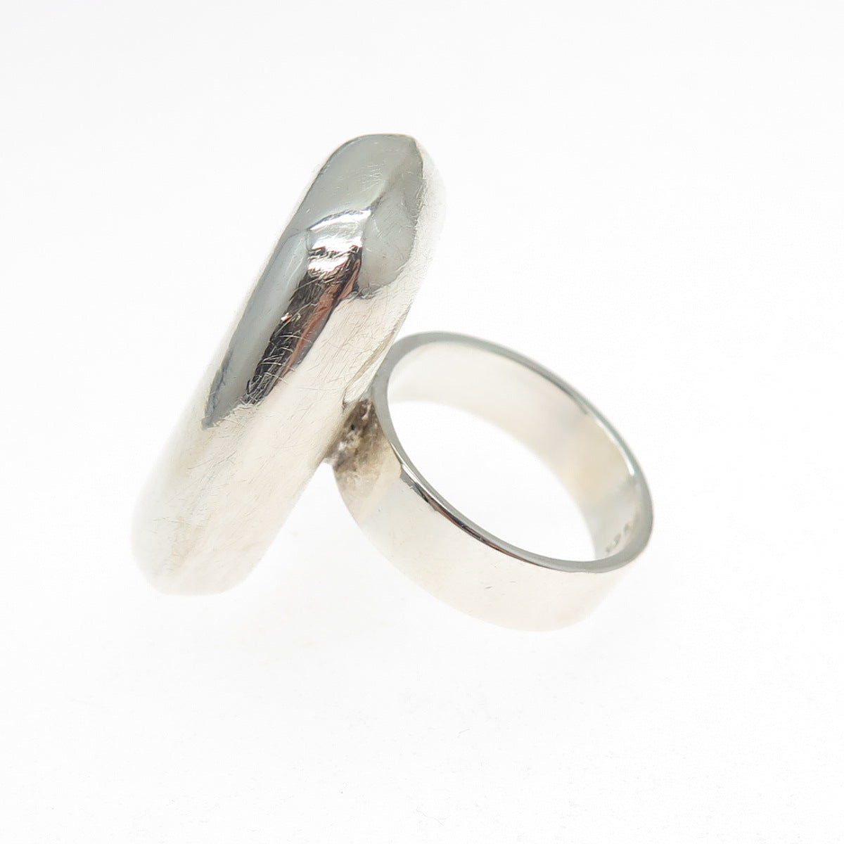 925 Sterling Silver Vintage Modernist Statement Ring Size 6