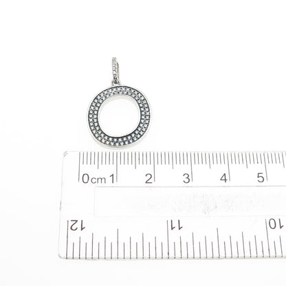925 Sterling Silver Round-Cut C Z Letter O Initial Charm Pendant