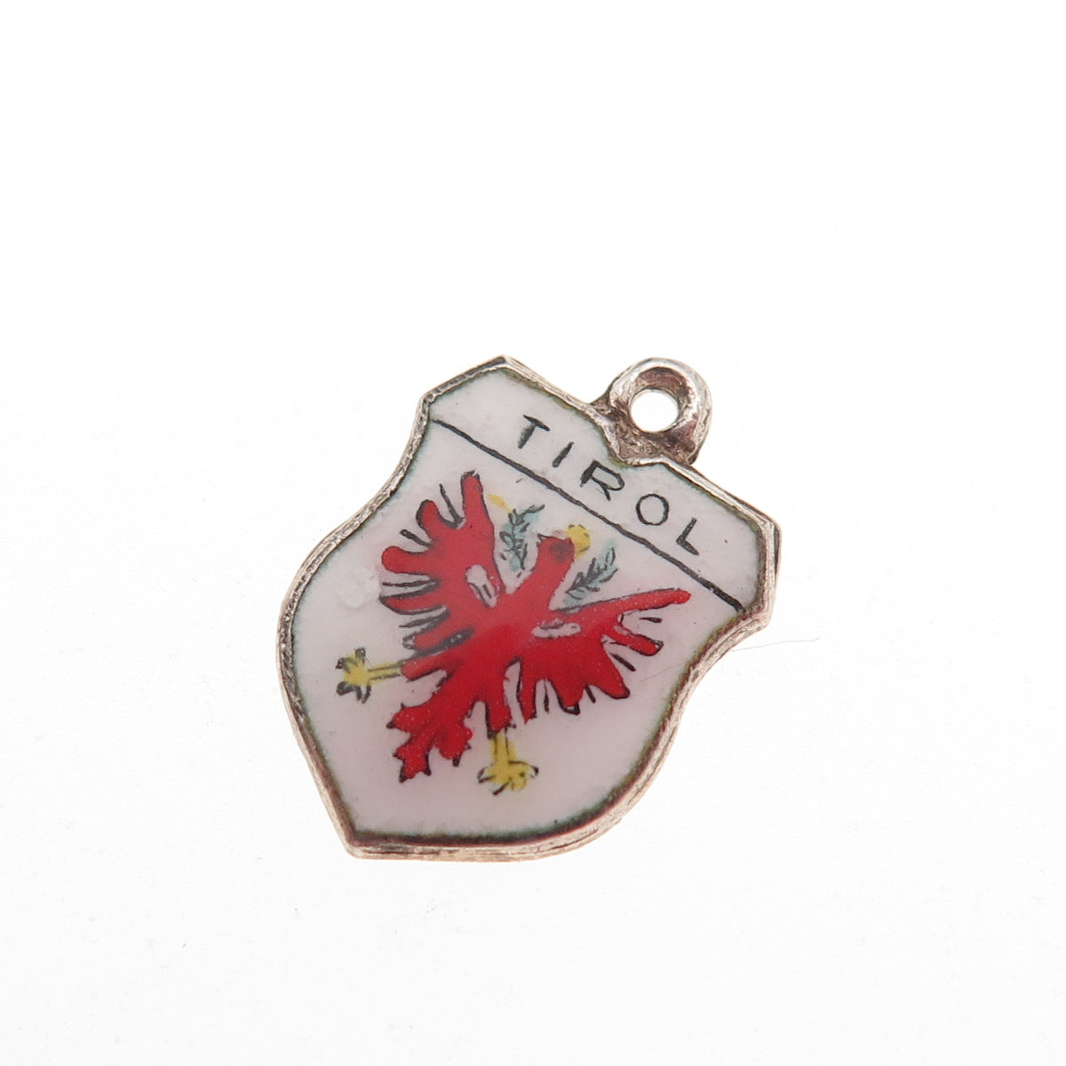 Fritz Reu & Co. 800 Silver Vintage Enamel Tyrol Coat of Arms Mini Charm Pendant