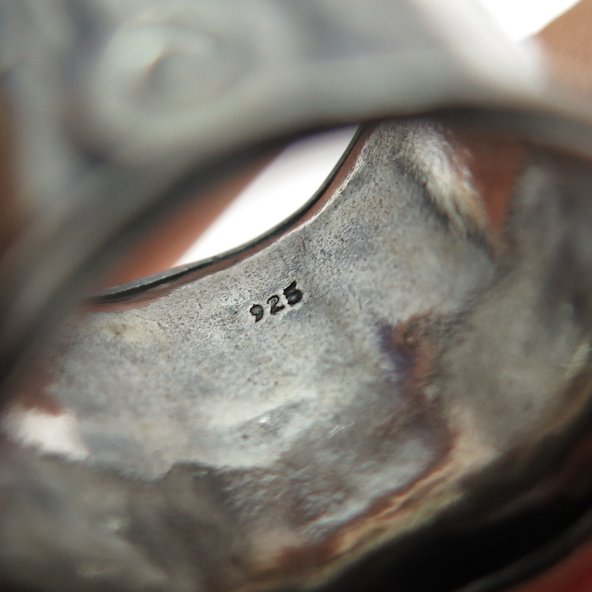 925 Sterling Silver Vintage Real Opal Modernist Oxidized Ring Size 6.25