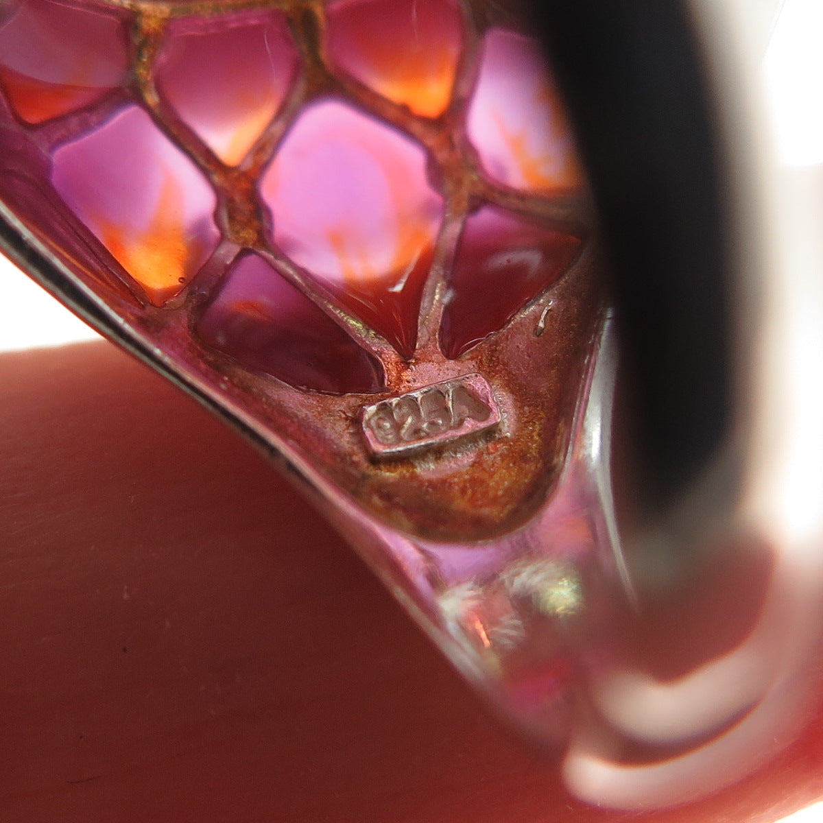 925 Sterling Silver Enamel Topaz Garnet Amethyst Peridot Citrine Ring Size 7.25