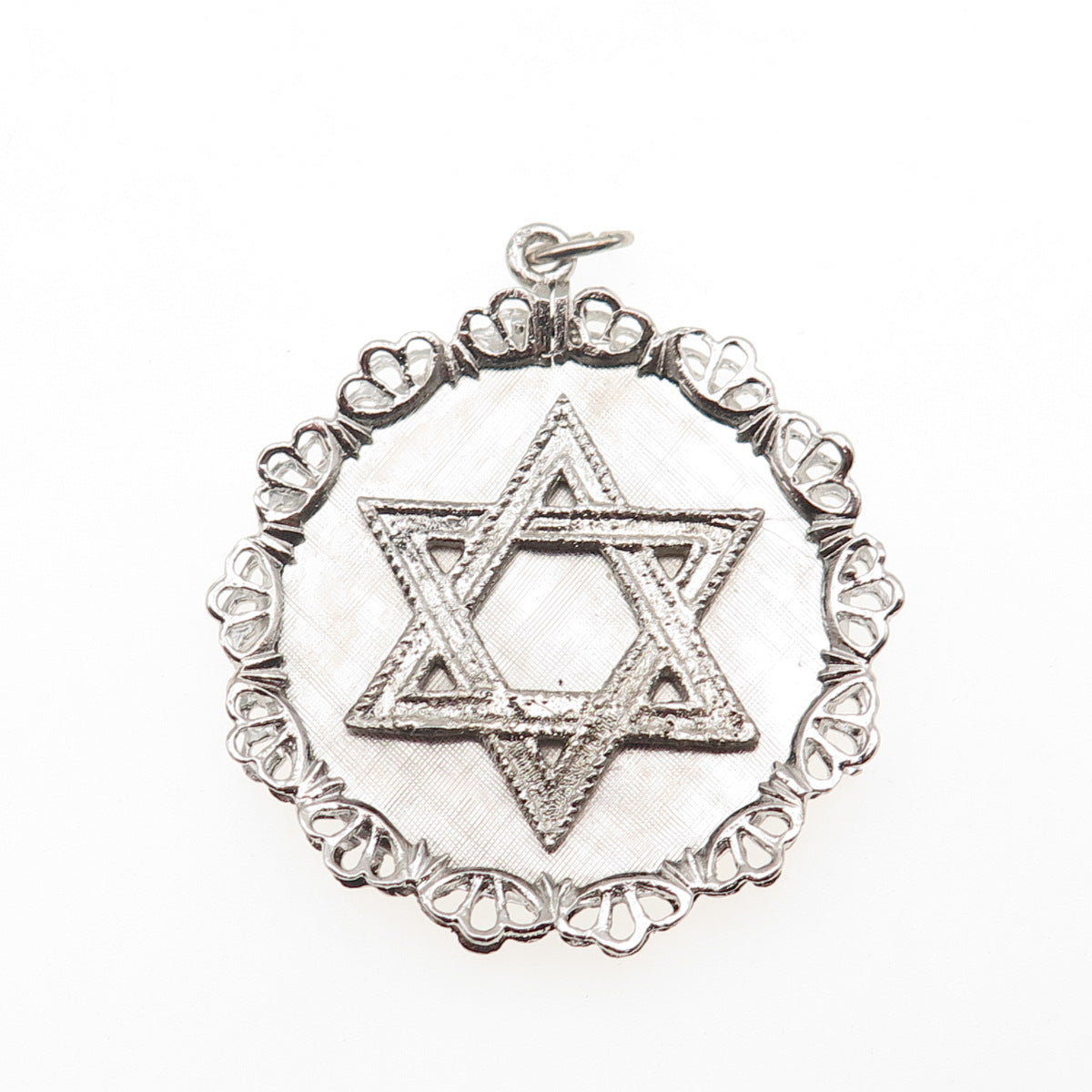 925 Sterling Silver Vintage Star of David Judaica Charm Pendant