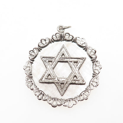 925 Sterling Silver Vintage Star of David Judaica Charm Pendant