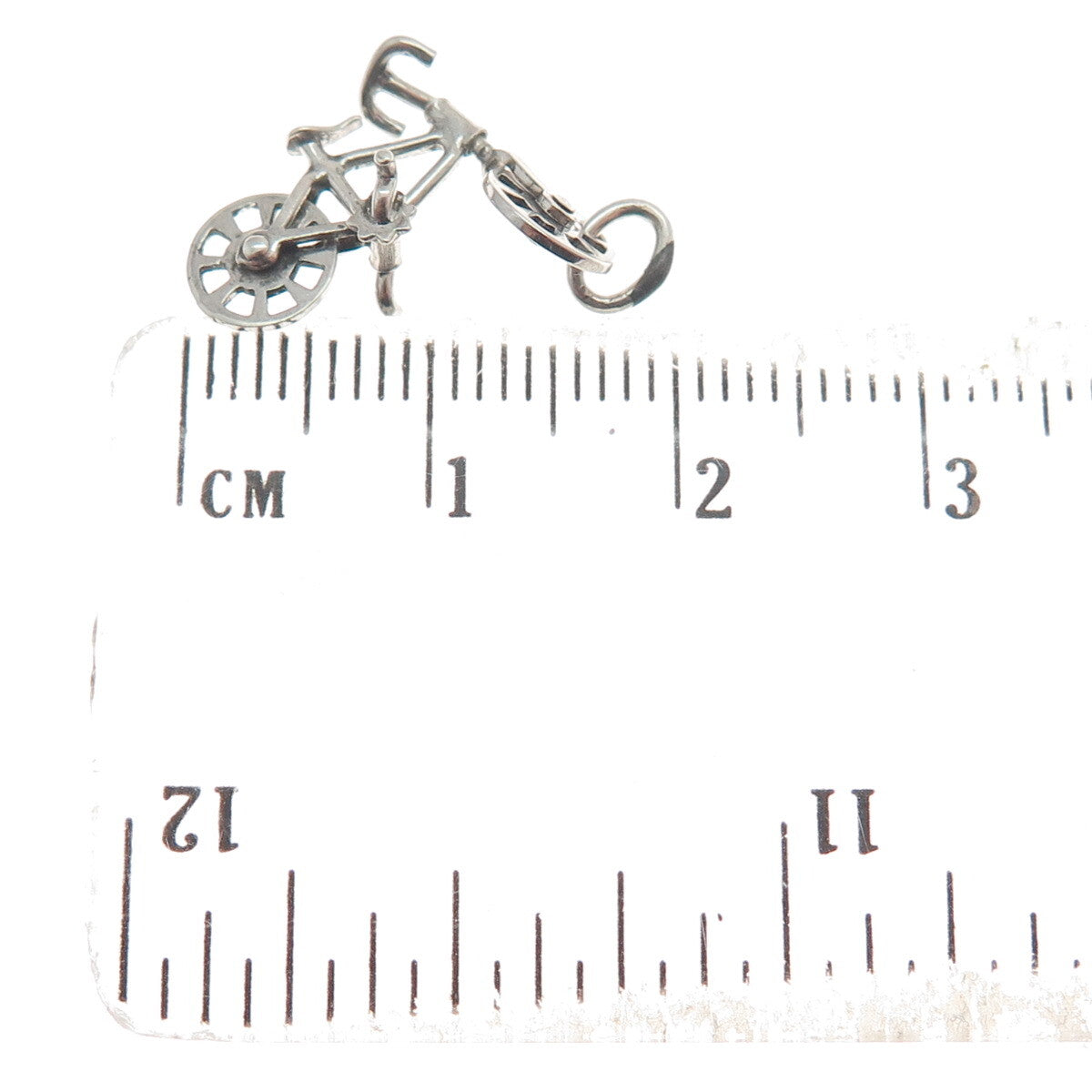 925 Sterling Silver Antique Art Deco Bicycle 3D Charm Pendant