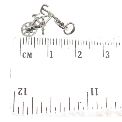 925 Sterling Silver Antique Art Deco Bicycle 3D Charm Pendant