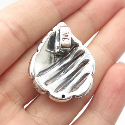 925 Sterling Silver Vintage Italy Milor Ribbed Pendant
