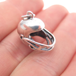 925 Sterling Silver Vintage Football Helmet Mini 3D Charm Pendant
