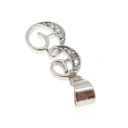 925 Sterling Silver Round-Cut C Z Letter "E" Initial Pendant