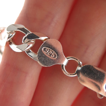 925 Sterling Silver Vintage Italy Figaro Link Bracelet 8.75"