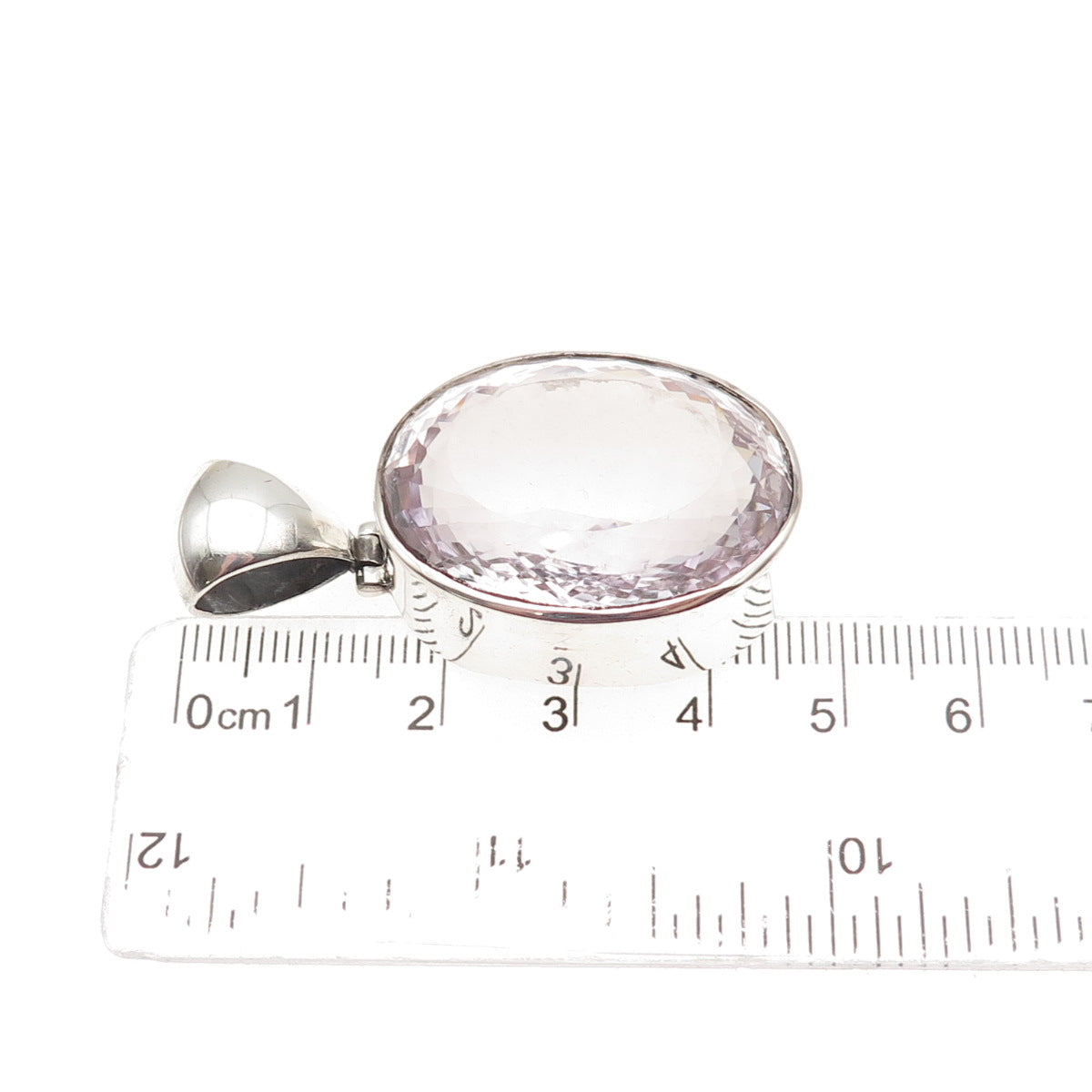 925 Sterling Silver Vintage Real Oval-Cut Amethyst Pendant