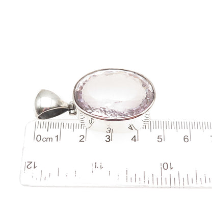 925 Sterling Silver Vintage Real Oval-Cut Amethyst Pendant