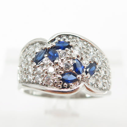 ROSS SIMONS 925 Sterling Silver Lab-Created Sapphire & C Z Ring Size 8.25