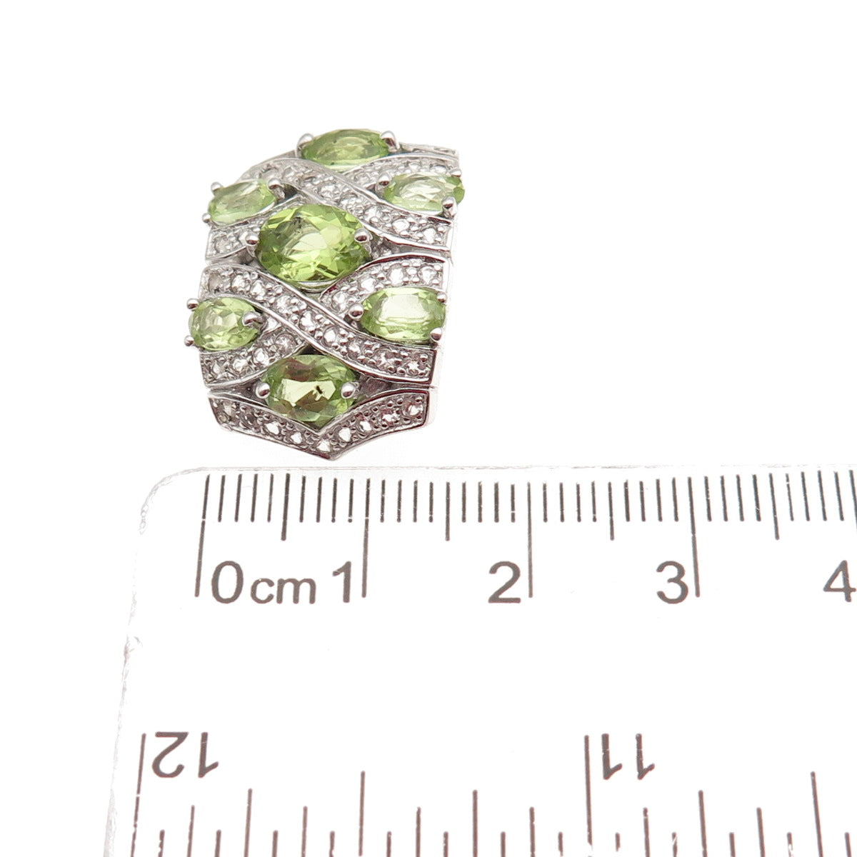 925 Sterling Silver Real Peridot & White Topaz Slide Charm Pendant